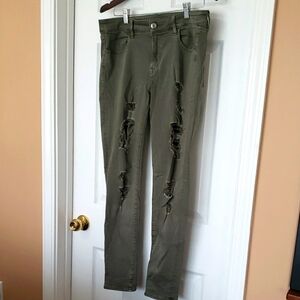 American Eagle Sz 12 Green Super Stretch Jeggings NWOT - #31
